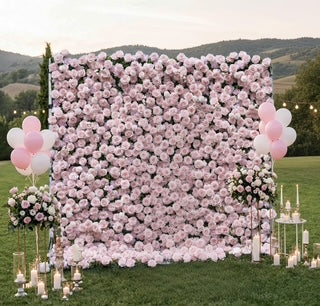 Pink Premium Plush Flower Wall 8x8